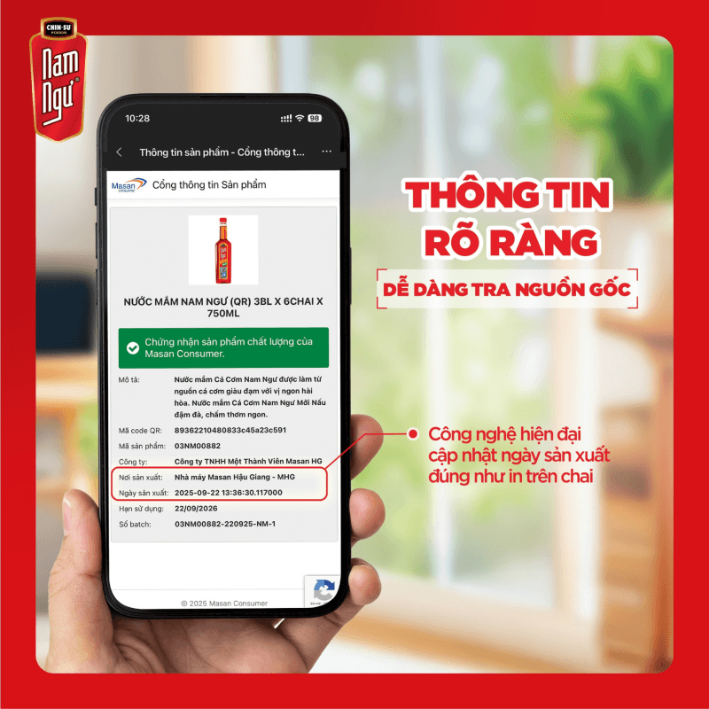 Quét mã QR Code để check thông tin sản phẩm nước mắm Nam Ngư