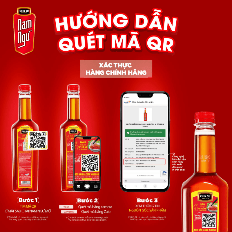 Quét mã QR Code trên nhãn nước mắm Nam Ngư