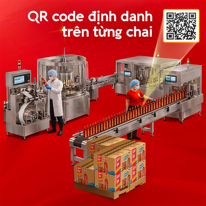 Công nghệ QR Code trên nước mắm Nam Ngư nắp vàng