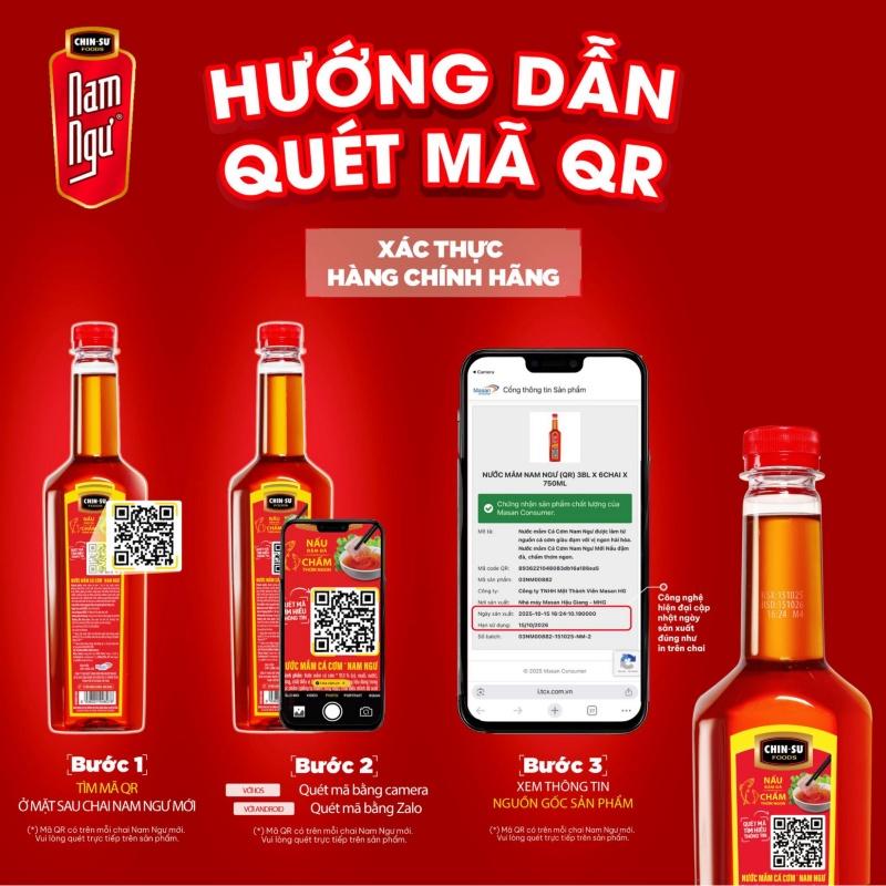 QR Code cung cấp thông tin thành phần nước mắm Nam Ngư và độ đạm